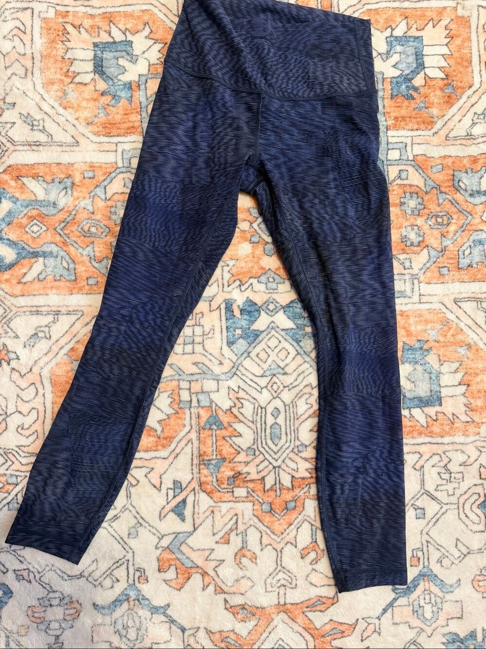 Lululemon High-Rise Ankle Leggings Blue Abstract Print Yoga Pants Size 4